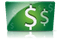 Green button with two dollar signs.
