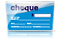Blue and white cheque.