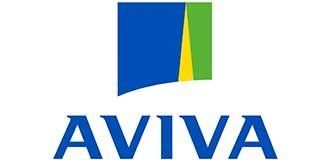 Aviva logo: blue square with green and yellow accents above the word 