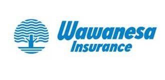 Logo for Wawanesa Insurance: Blue stylized tree icon next to 
